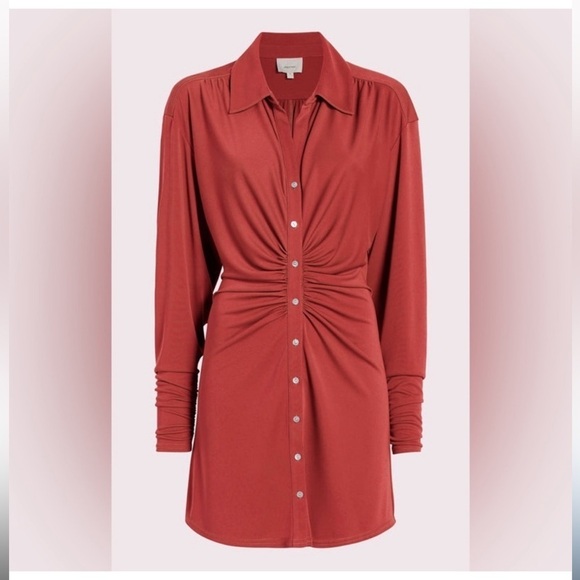 New! CINQ À SEPT Arden Ling Sleeve Ruched Mini Dress 💕 NWT size small - Picture 5 of 11